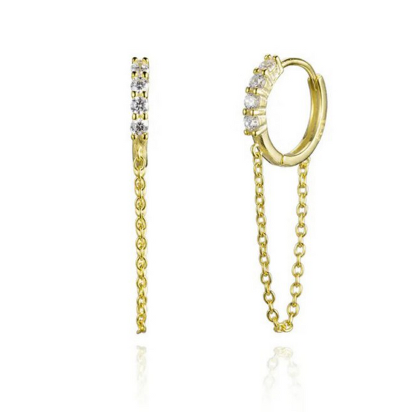 Sterling Silver Gold Plated CZ Dangle Earring