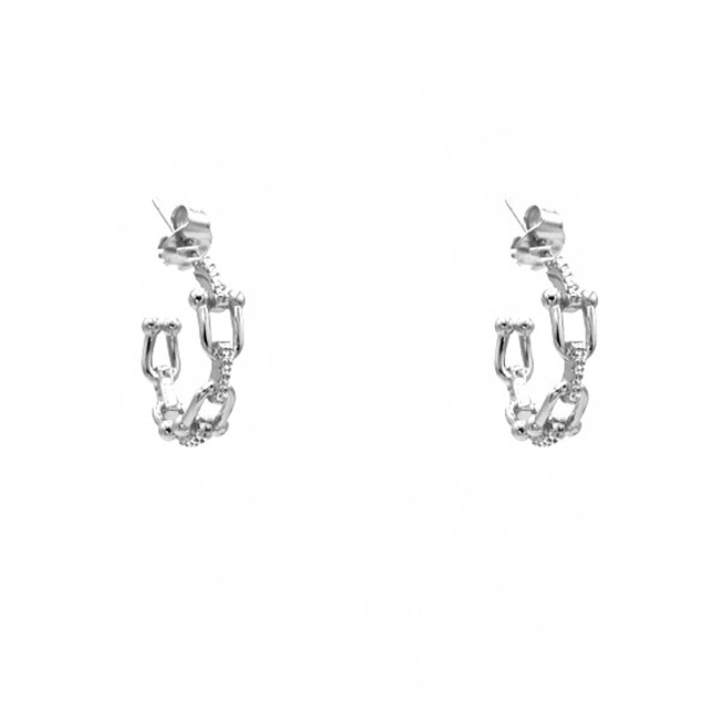 Sterling Silver CZ Chain Earrings