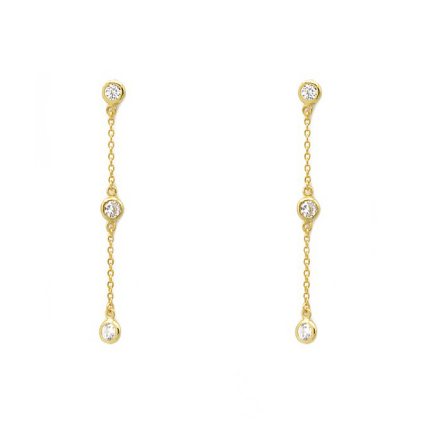 Sterling Silver Gold Plated CZ Dangle Earrings<br data-mce-fragment="1">