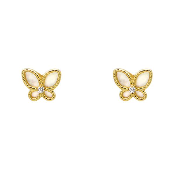 Sterling Silver Gold Plated Butterfly Stud Earrings