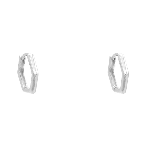 Sterling Silver Hexagon Huggie Earring