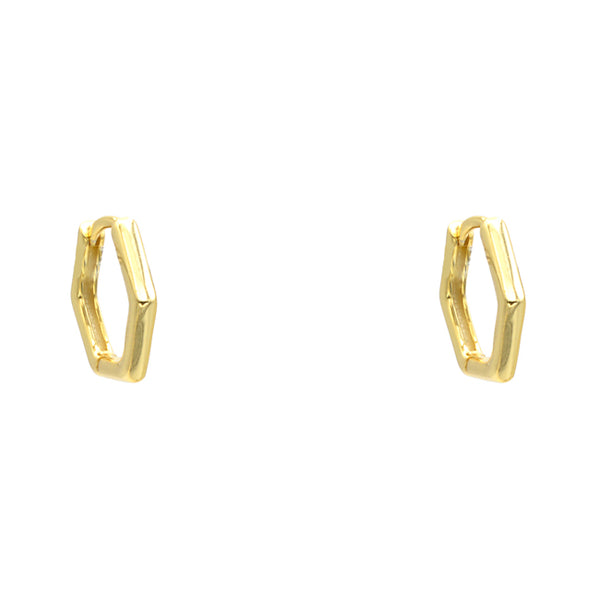 Sterling Silver Gold Plated Hexagon Huggie Earring