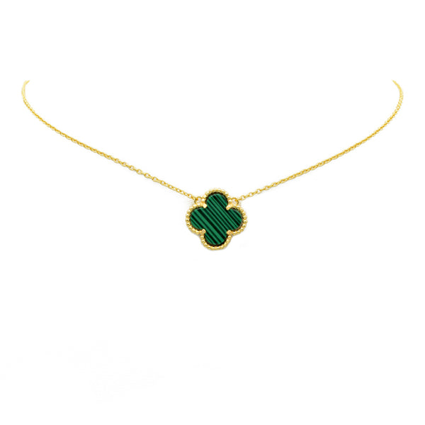 Sterling Silver Gold Plated Clover Pendant Necklace