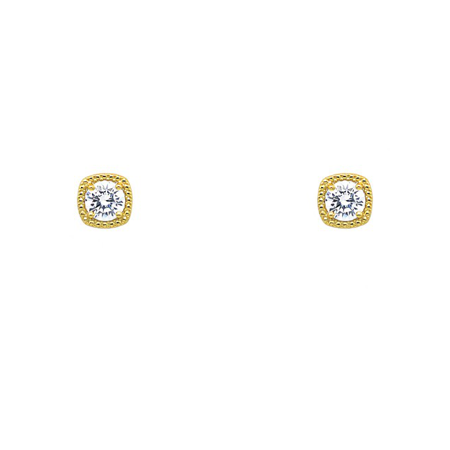 Sterling Silver Gold Plated CZ Studs Earrings