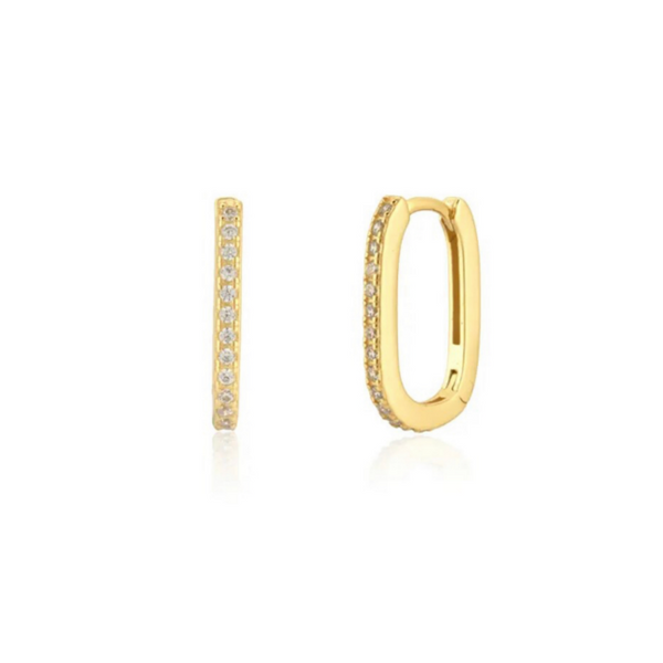 Sterling Silver Gold Plated CZ Huggie Earrings
