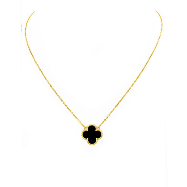 Sterling Silver Gold Plated Clover Pendant Necklace