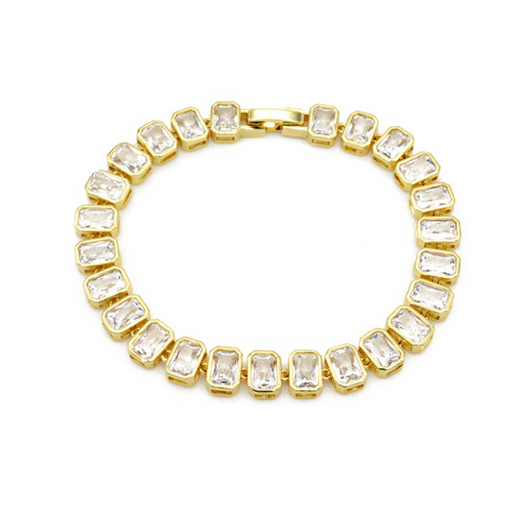 Gold Cubic Zirconia Studded Tennis Bracelet