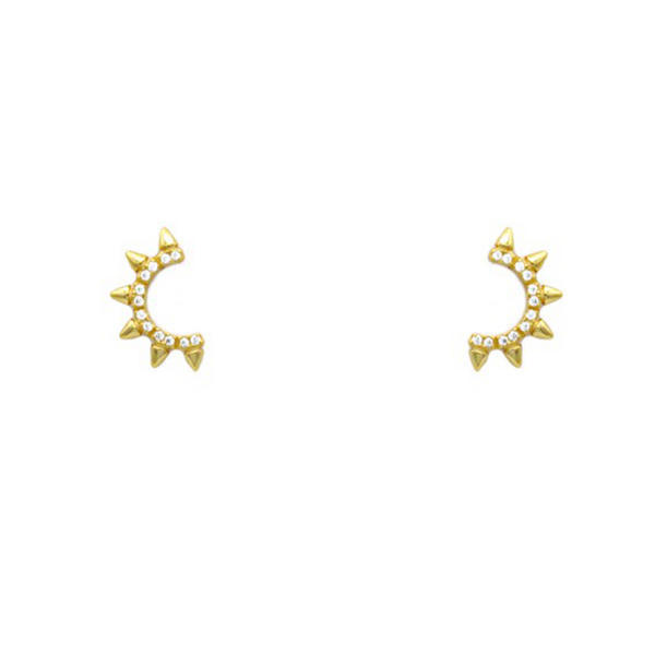 Sterling Silver Gold Plated Spike Stud Earring