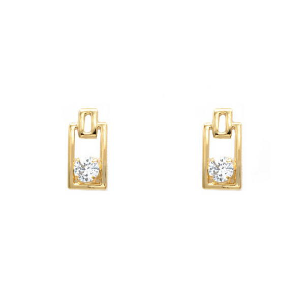 Gold Filled Round CZ Dangle Earrings
