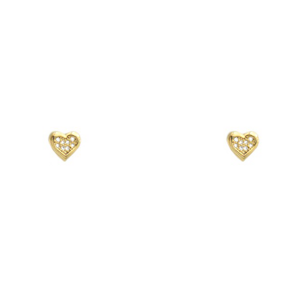 Gold Filled CZ Heart Stud Earrings