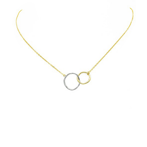 Sterling Silver Two Tone Open Circle Necklace