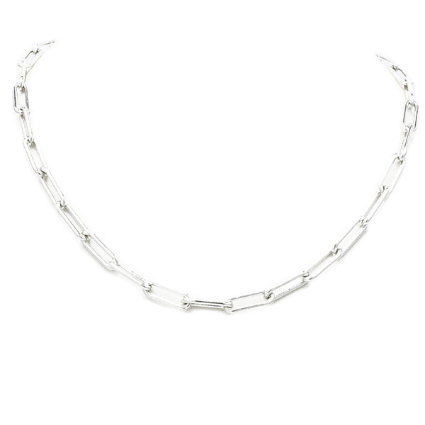 18" White Gold Linked Chain Necklace