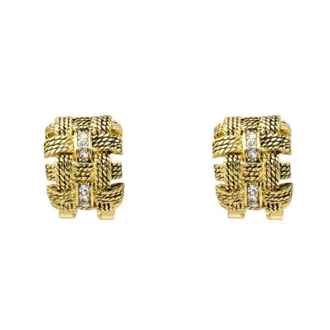 Gold Cubic Zirconia Rope Design Post Earrings