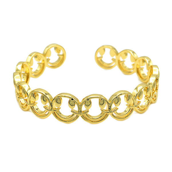Gold Happy Face Open Cuff Bracelet