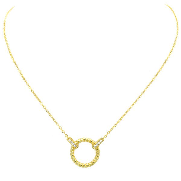 Sterling Silver Gold Plated CZ Pendant Necklace