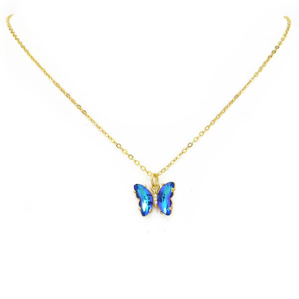 gold crystal butterfly necklace