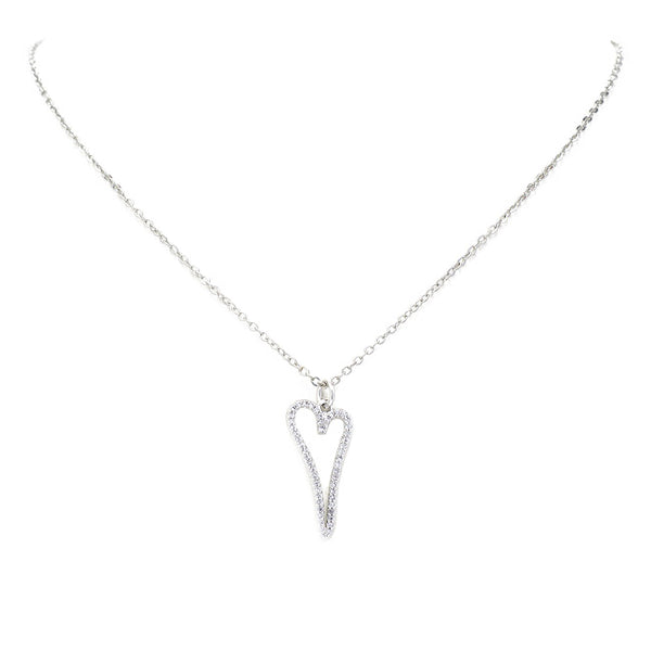 silver Cubic Zirconia Heart Necklace