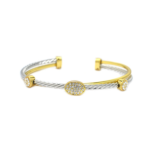 Twisted Cable CZ Cuff Bracelet 