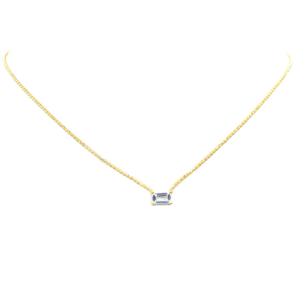 Sterling Silver Gold Plated CZ Baguette Pendant Necklace