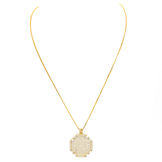 Gold Filled Cubic Zirconia Pave Pendant Necklace