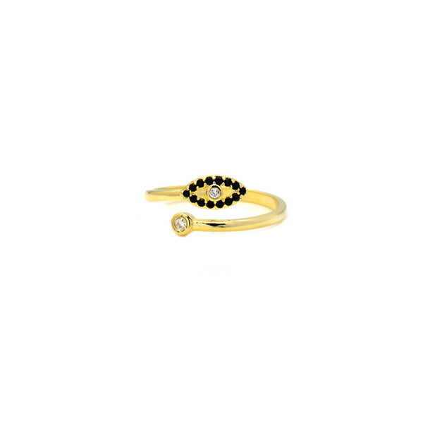 Gold Cz Adjustable Evil Eye Ring