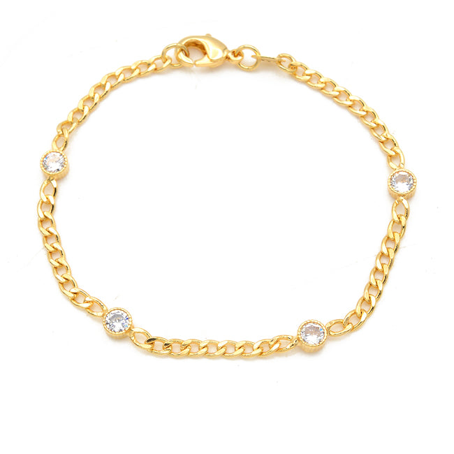 Gold Filled Cubic Zirconia Link Chain Bracelet