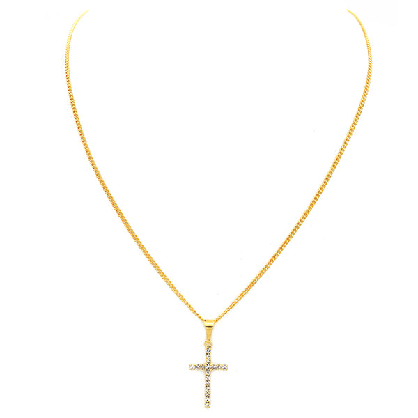 Gold Filled CZ Cross Pendant Necklace