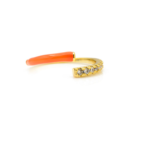 Gold Cubic Zirconia & Enamel Adjustable Ring