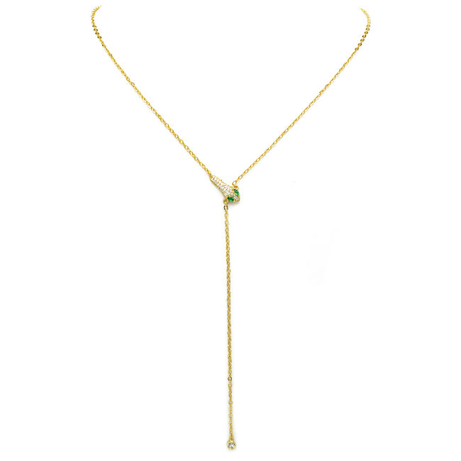 gold cz snake necklace