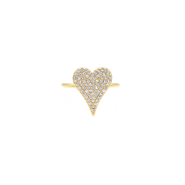 Gold Cubic Zirconia Heart Adjustable Ring