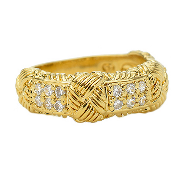 Gold Textured Cubic Zirconia Band Ring