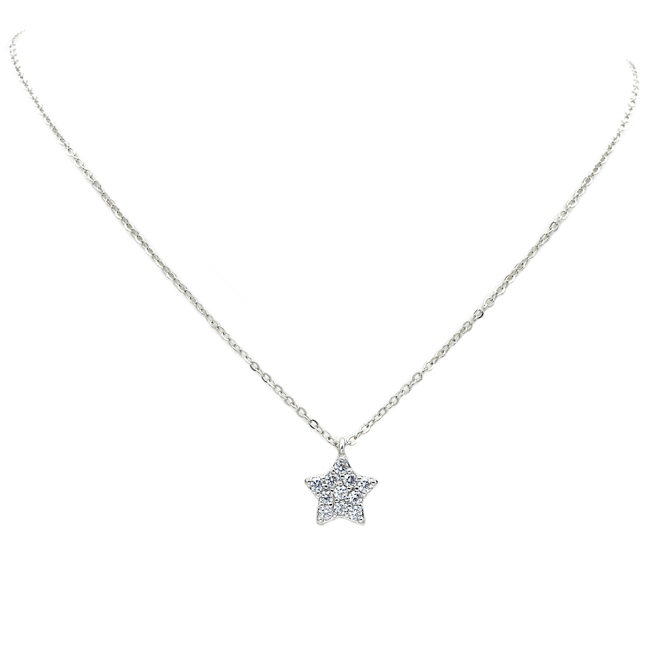 Silver Cubic Zirconia Star Pendant Necklace