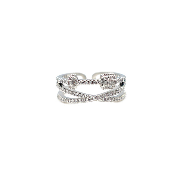 Silver Cubic Zirconia Multi Strand Adjustable Ring