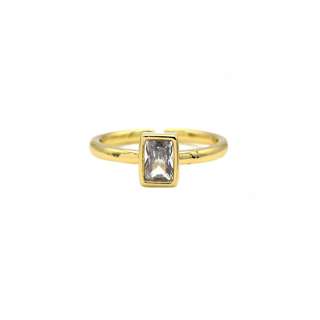 Gold Cubic Zirconia Adjustable Band Ring