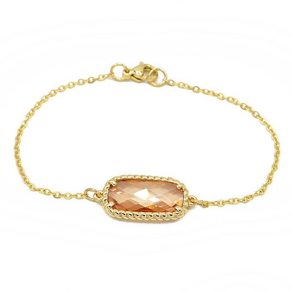 Gold Topaz Cubic Zirconia Chain Bracelet