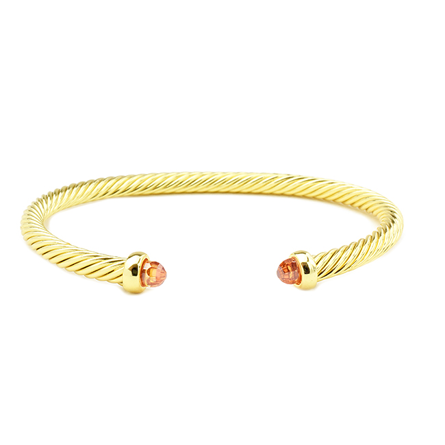 Gold Twisted Cable cz Bracelet
