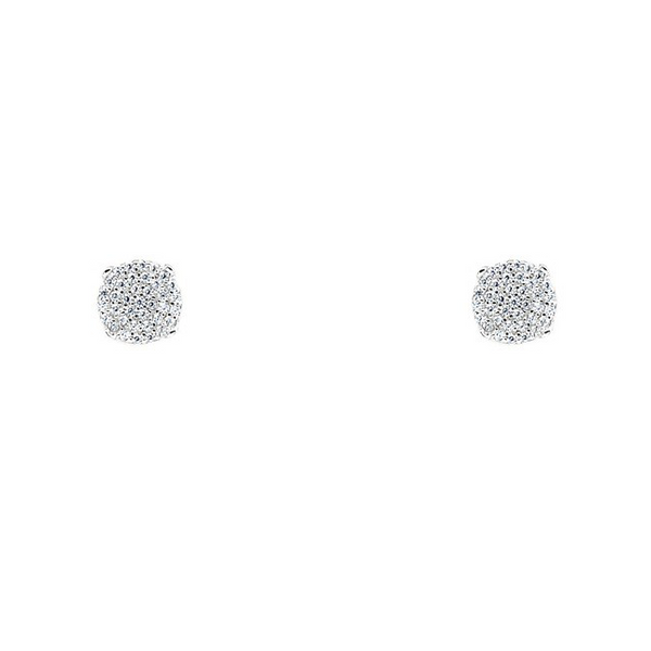 Sterling Silver Cubic Zirconia Pave Studs Earrings