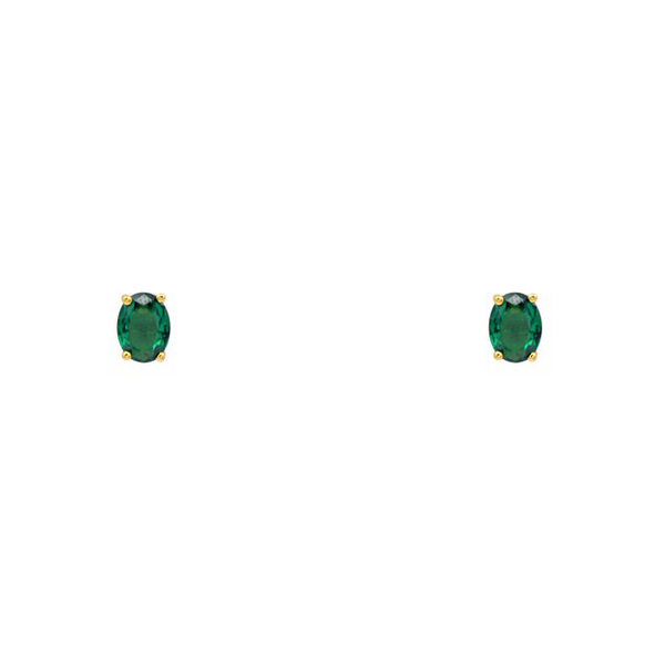 Sterling Silver Gold Plated Emerald CZ Stud Earring