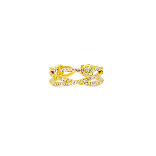 gold cz adjustable ring