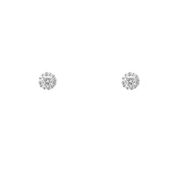 Sterling Silver Cubic Zirconia Pave Stud Earrings