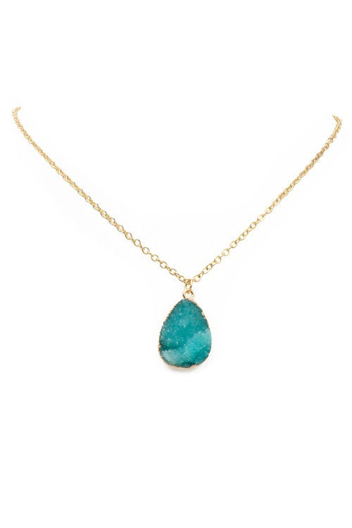 Gold Druzy Stone Pendant Necklace