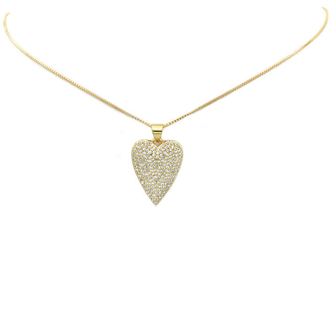 Gold Filled CZ Heart Pendant Necklace