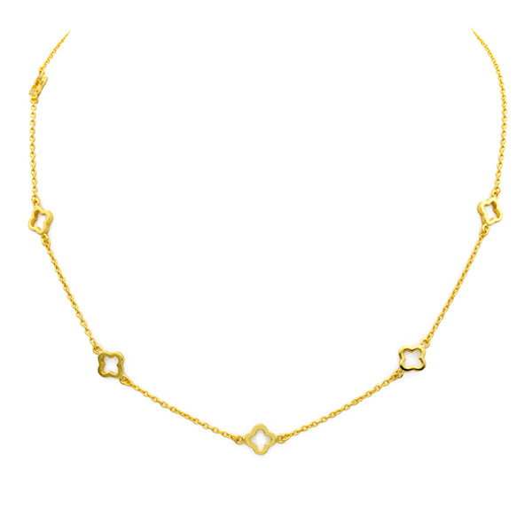 Sterling Silver Gold Plated Clover Choker Necklace