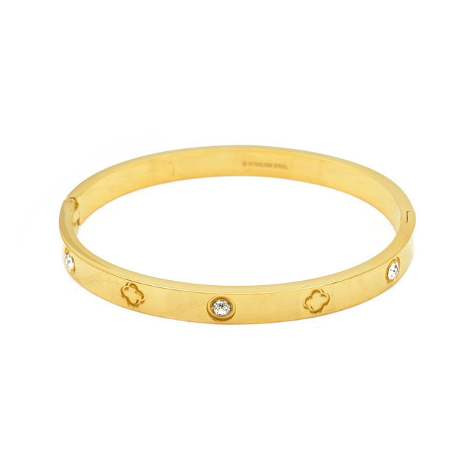 Gold Stainless Steel CZ Bangle Bracelet