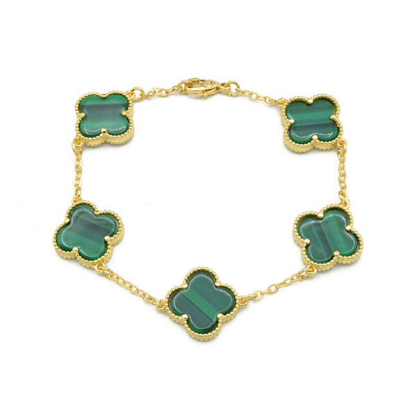 Stainless Steel Gold Clover Link Chain Bracelet