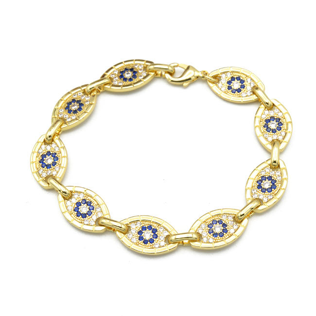 Gold CZ Evil Eye Bracelet