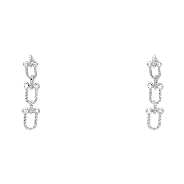 Sterling Silver CZ Chain Dangle Earring