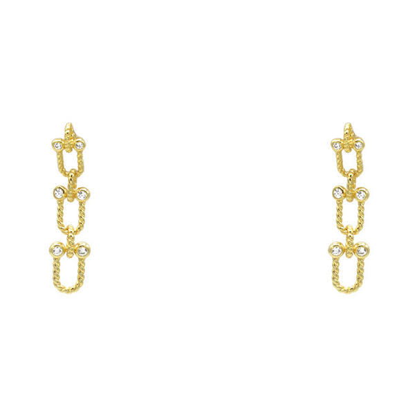 Sterling Silver Gold Plated CZ Dangle Earring