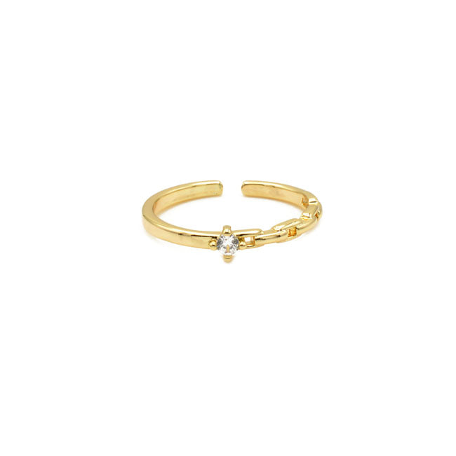 Gold CZ Adjustable Ring