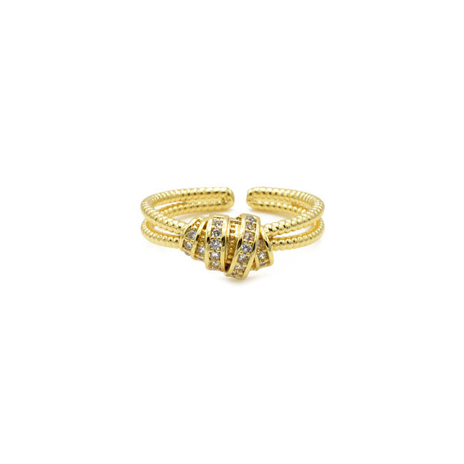 Gold CZ Intertwined Adjustable Ring